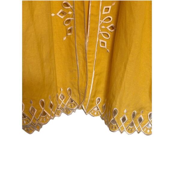 Bob Mackie Top Womens 3X Eyelet Linen Blend Vintage Yellow White 2-Piece GmaCore - Picture 4 of 10
